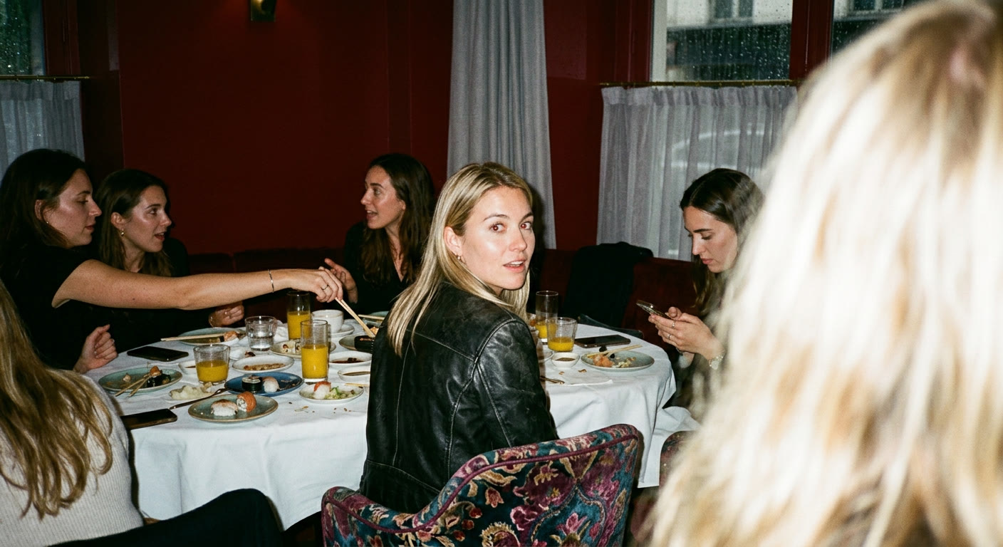 An intimate dinner in a red dining room